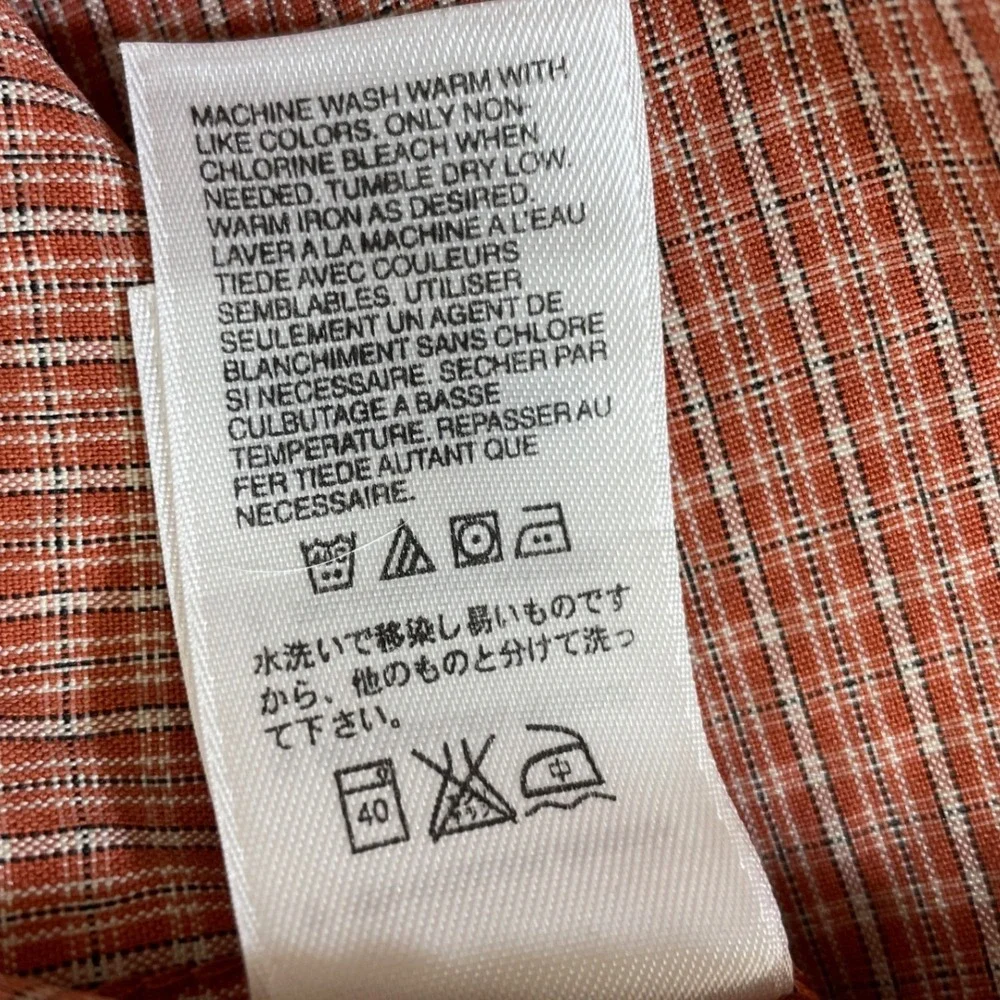 The North Face Mens Large Burnt Orange Plaid Long Sleeve Button Down Shirt